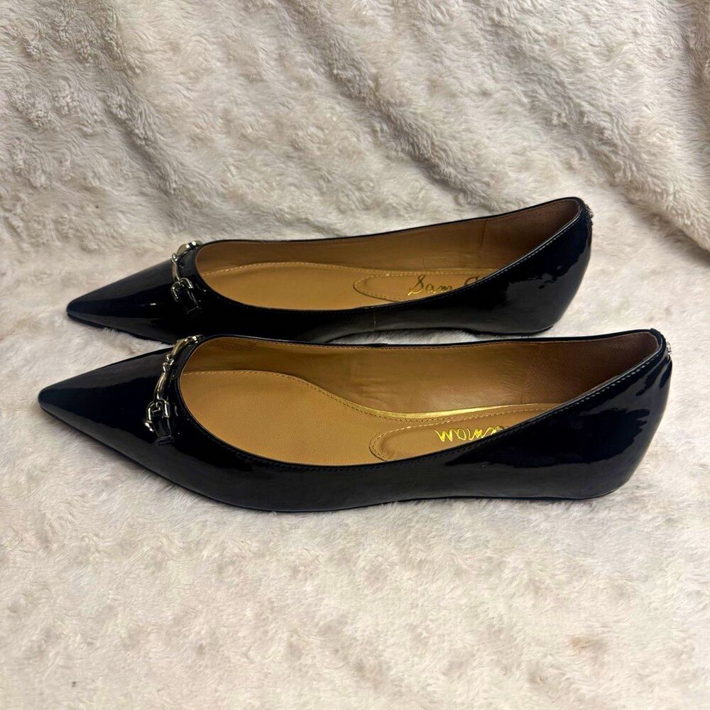 Sam Edelman Slip On Ballet Flats Black Patent Leather Pointed Toe Women's US 11